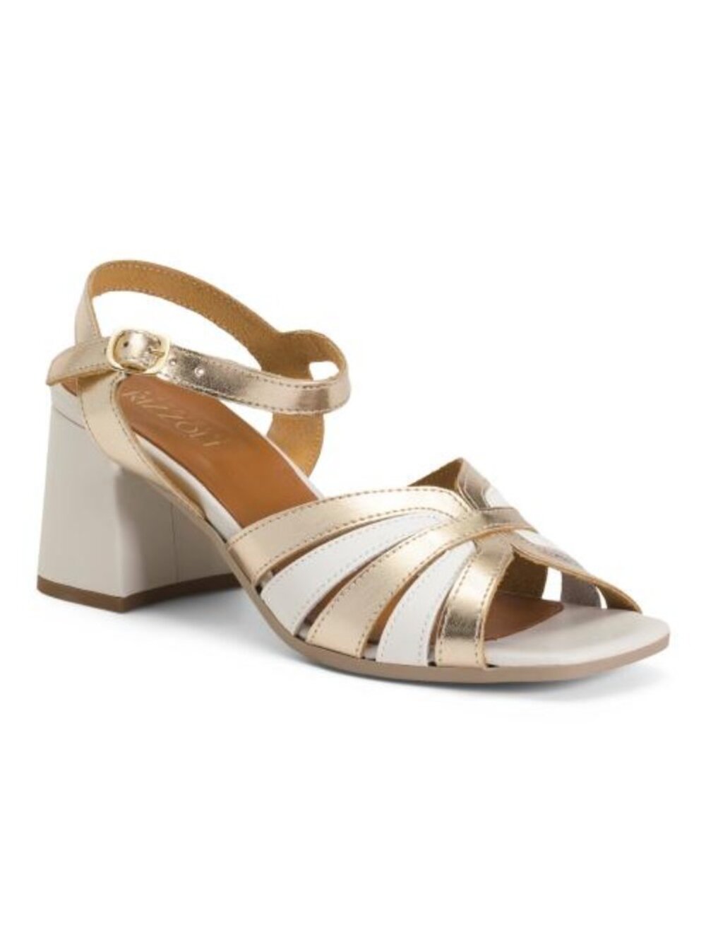 RIZZOLI Made In Italy Leather Chunky Heel Sandals